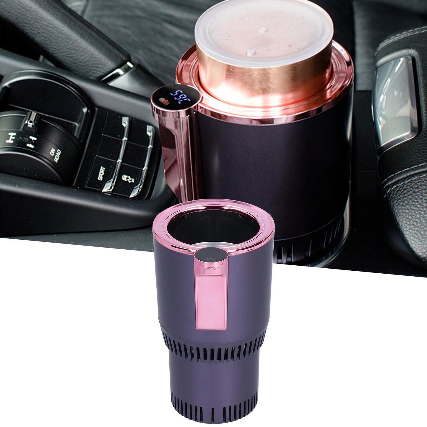 DC 12V Warmer Cooler 2-In-1 Temperature Display Cup Holder Smart Cooling Heating Car Cup for Water Coffee Beverage Car Accessory